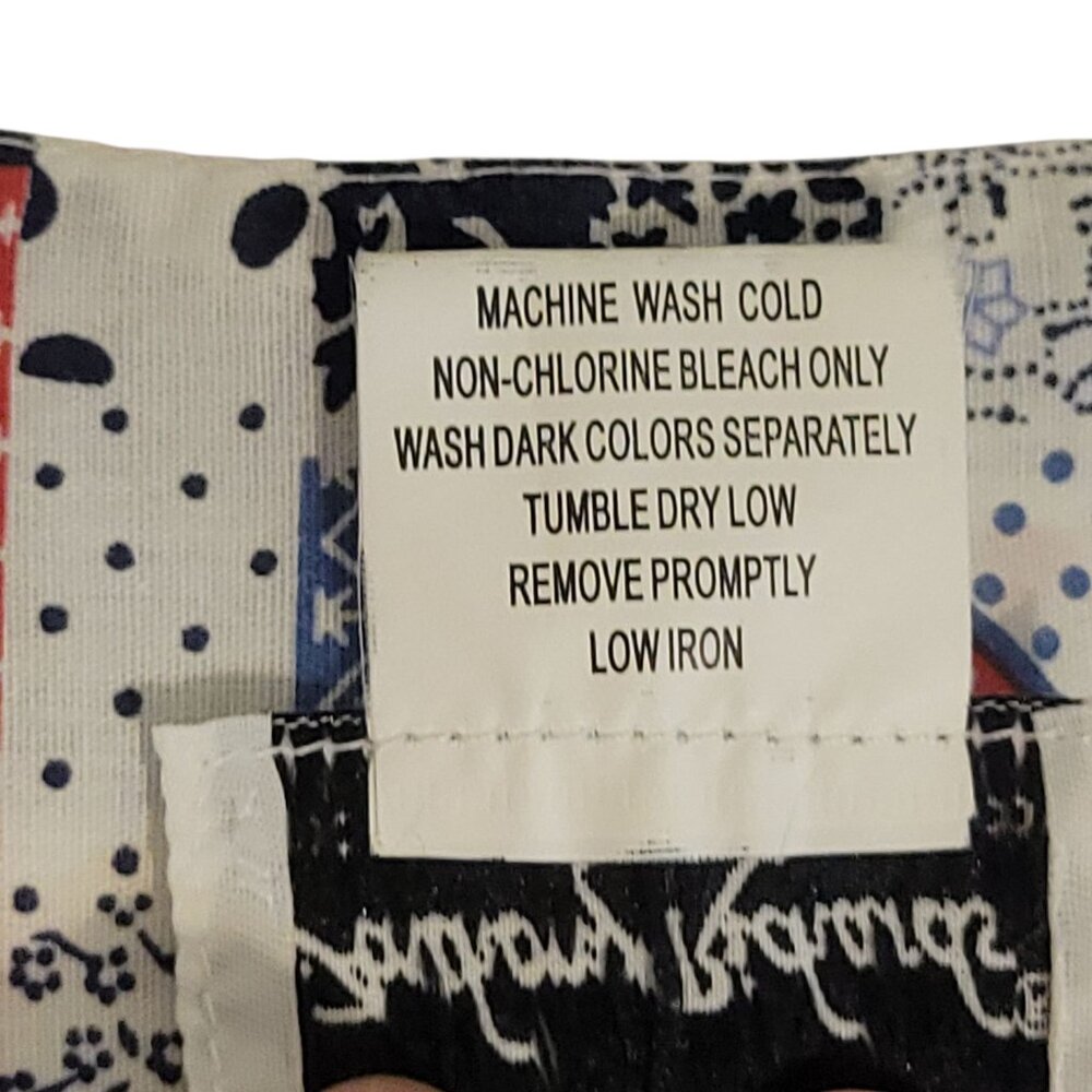 Vtg 80s Anthony Richards Patchwork House Dress Mumu L Red White Blue Heart Short - Picture 12 of 12